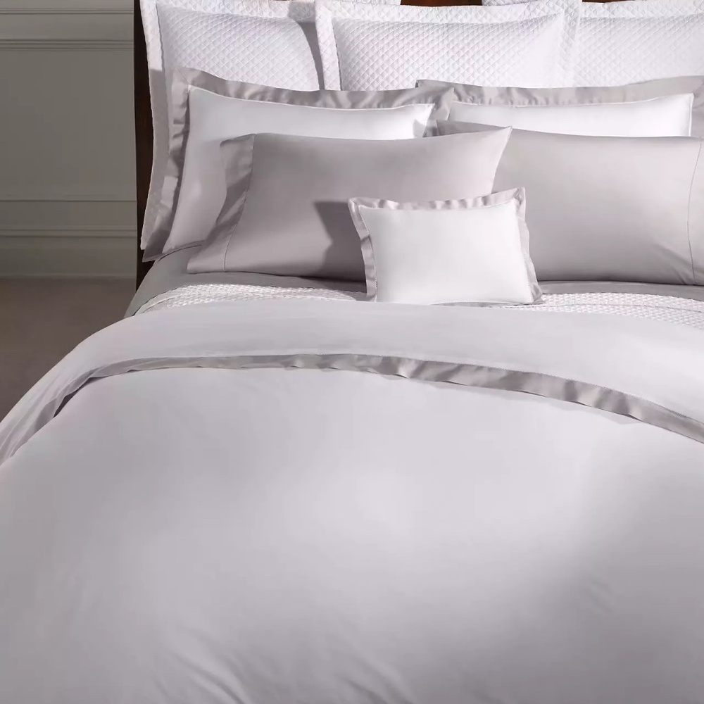 Ralph Lauren 624TC Organic Cotton Sateen Border King Duvet Cover $470 Platinum